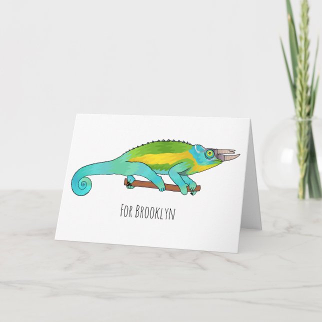 Jackson's chameleon cartoon illustration card (Front)