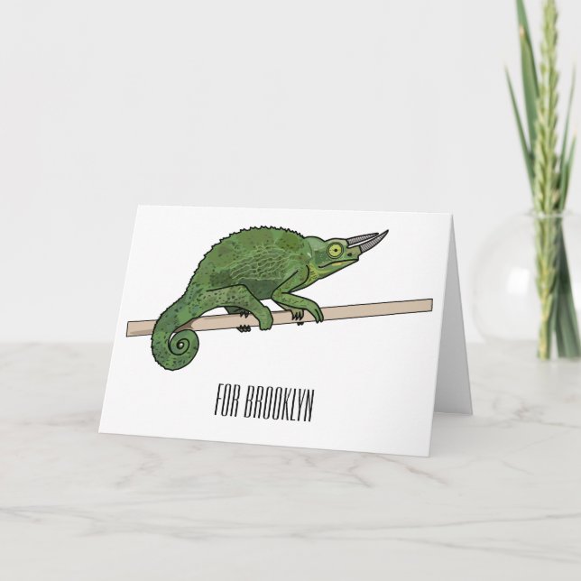 Jackson's chameleon cartoon illustration card (Front)