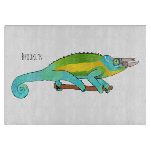 Jackson's chameleon cartoon illustration cutting board