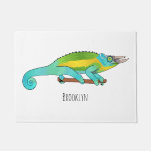 Jackson's chameleon cartoon illustration doormat