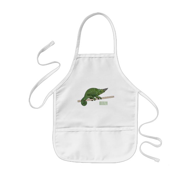 Jackson's chameleon cartoon illustration kids apron (Front)