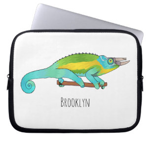 Jackson's chameleon cartoon illustration laptop sleeve