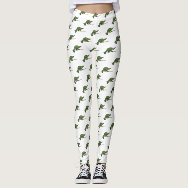 Jackson's chameleon cartoon illustration leggings (Front)