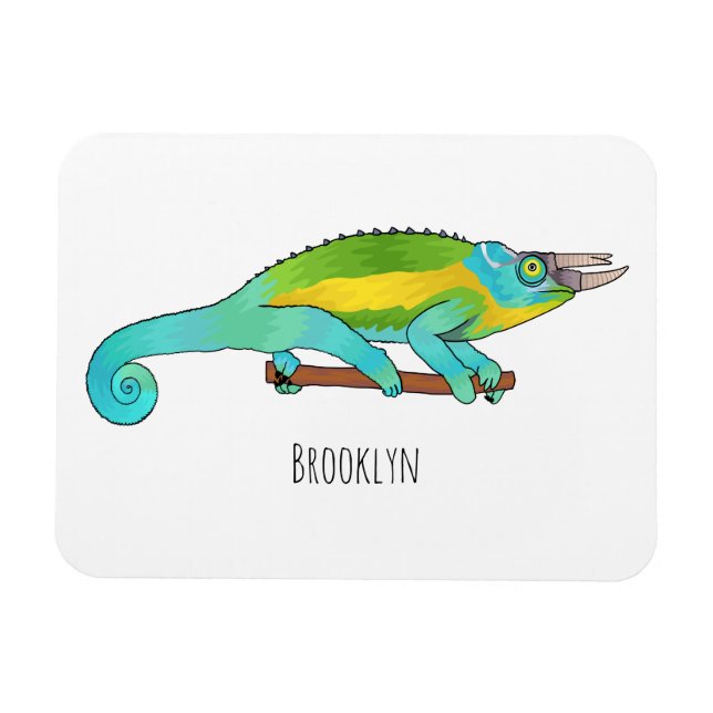 Jackson's chameleon cartoon illustration magnet (Horizontal)