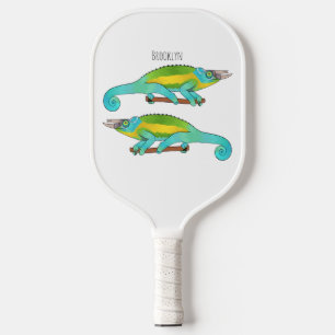 Jackson's chameleon cartoon illustration pickleball paddle
