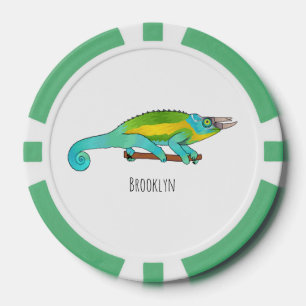 Jackson's chameleon cartoon illustration poker chips