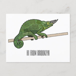 Jackson's chameleon cartoon illustration postcard