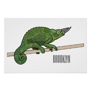 Jackson's chameleon cartoon illustration poster