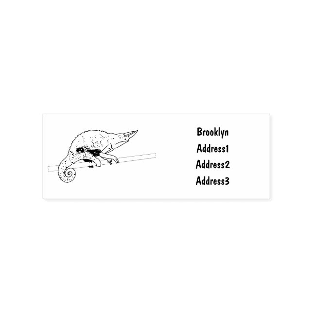 Jackson's chameleon cartoon illustration rubber stamp (Imprint)
