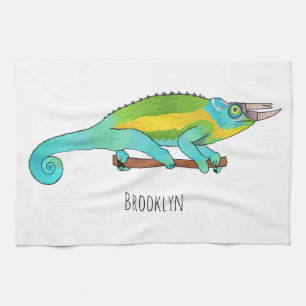 Jackson's chameleon cartoon illustration tea towel