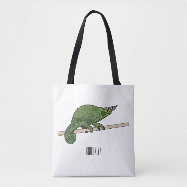 Jackson's chameleon cartoon illustration tote bag (Front)