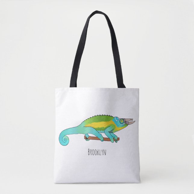 Jackson's chameleon cartoon illustration tote bag (Front)