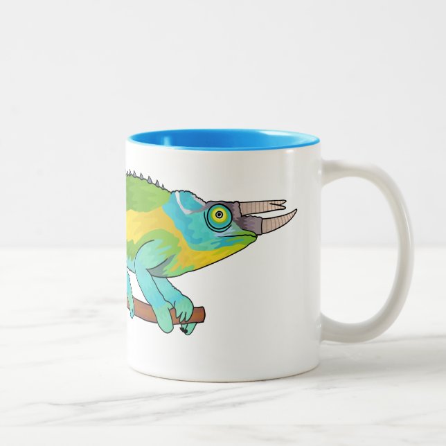 Jackson's chameleon cartoon illustration  Two-Tone coffee mug (Right)