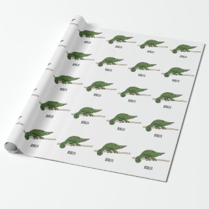 Jackson's chameleon cartoon illustration wrapping paper