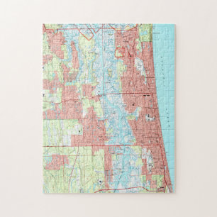 Jacksonville Beach and Atlantic Beach Florida Map Jigsaw Puzzle