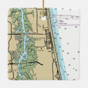 Jacksonville Beach Florida Chart Ceramic Ornament