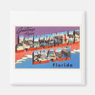 Jacksonville Beach Florida FL Old Travel Souvenir Magnet