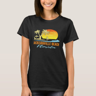 Jacksonville Beach Florida Retro Surf Sunset Ocean T-Shirt