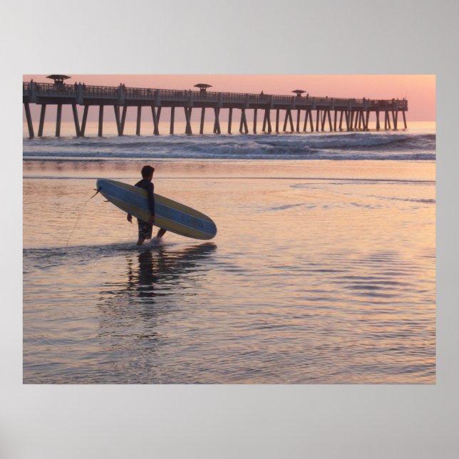 Jacksonville Beach, Florida - Surfing Poster (Front)