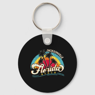 Jacksonville Beach Florida Vintage Sunset Summer Key Ring