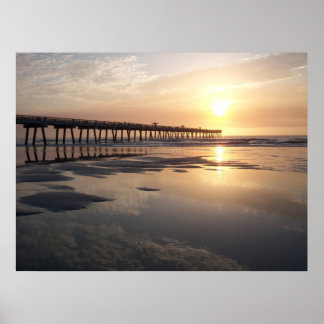 Jacksonville Beach Sunrise - Pier Poster