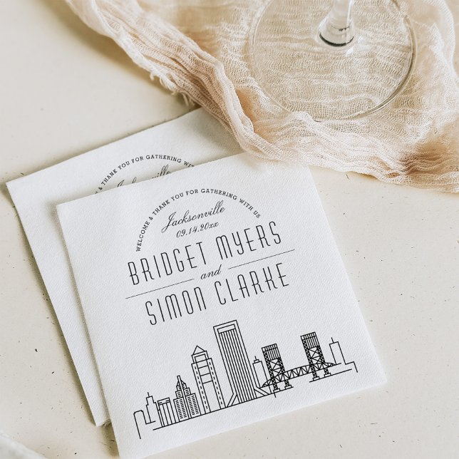 Jacksonville Deco Skyline | Wedding Event Napkins (Creator Uploaded)