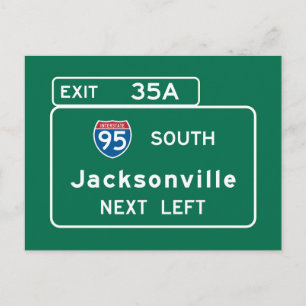 Jacksonville, FL Road Sign Postcard