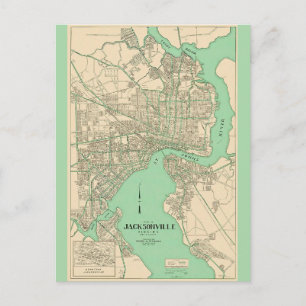  Jacksonville FL Vintage Map Postcard