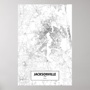 Jacksonville, Florida (black on white) Poster