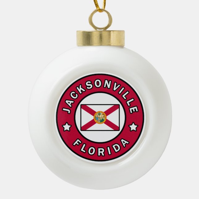 Jacksonville Florida Ceramic Ball Christmas Ornament (Front)