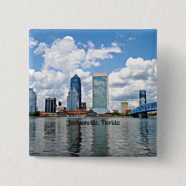 Jacksonville, Florida cityscape photograph 15 Cm Square Badge (Front)