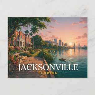 Jacksonville Florida Coastal Riverfront Travel Postcard