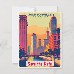 Jacksonville Florida Palms Teal Wedding Invitation