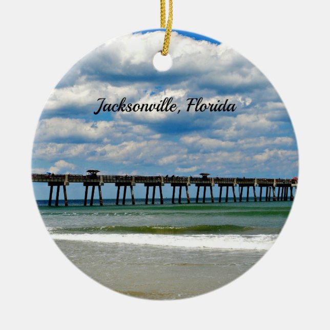 Jacksonville, Florida Pier photo Ceramic Tree Decoration (Front)