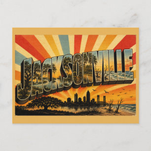 Jacksonville Florida River City Oak Beach Art Postcard