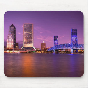 Jacksonville Florida Skyline at Night Mouse Pad