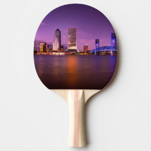 Jacksonville Florida Skyline at Night Ping Pong Paddle