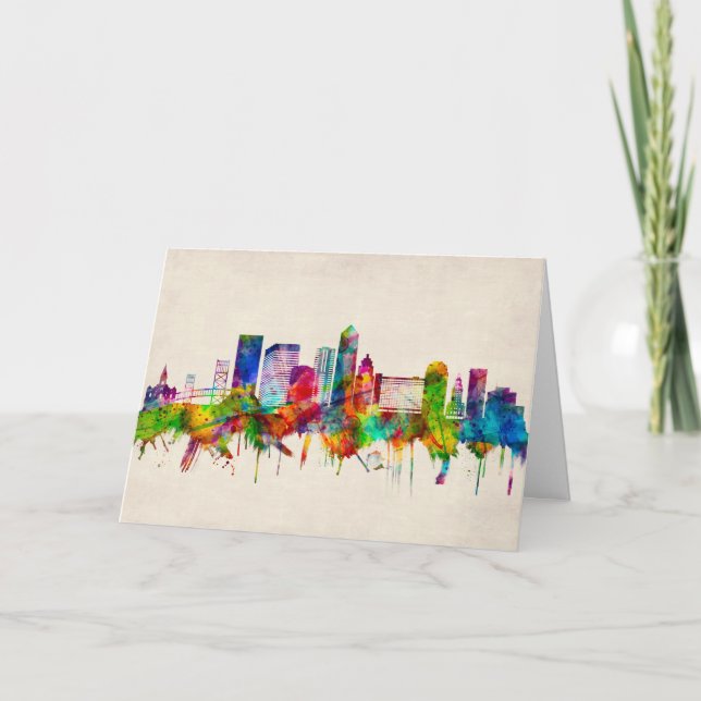 Jacksonville Florida Skyline Holiday Card (Front)