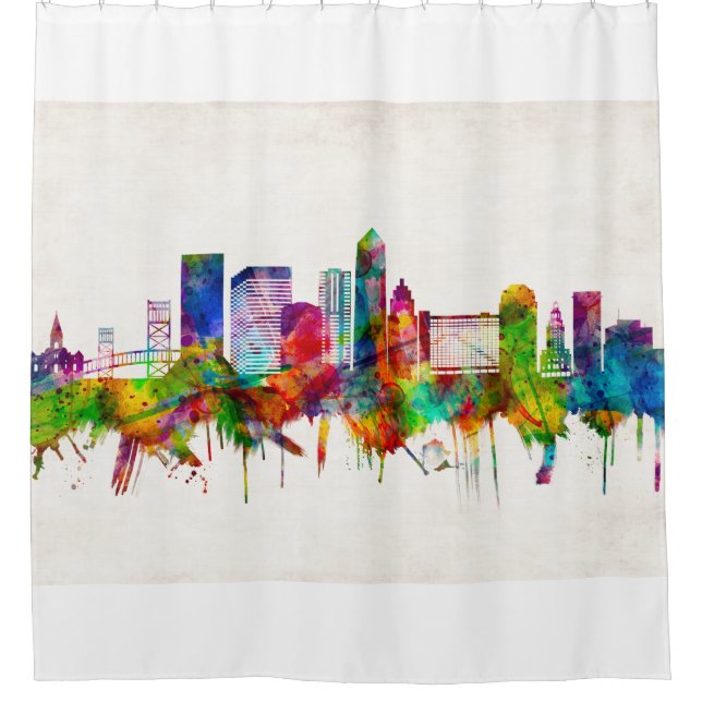 Jacksonville Florida Skyline Shower Curtain (Front)
