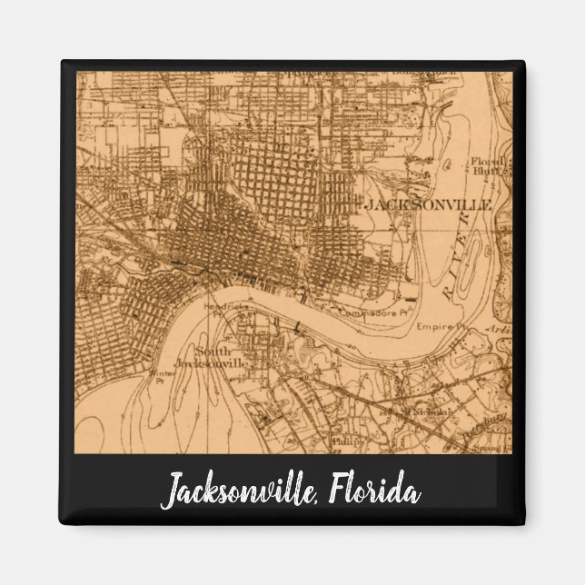 Jacksonville Florida vintage map Magnet (Front)