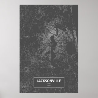 Jacksonville, Florida (white on black) Poster