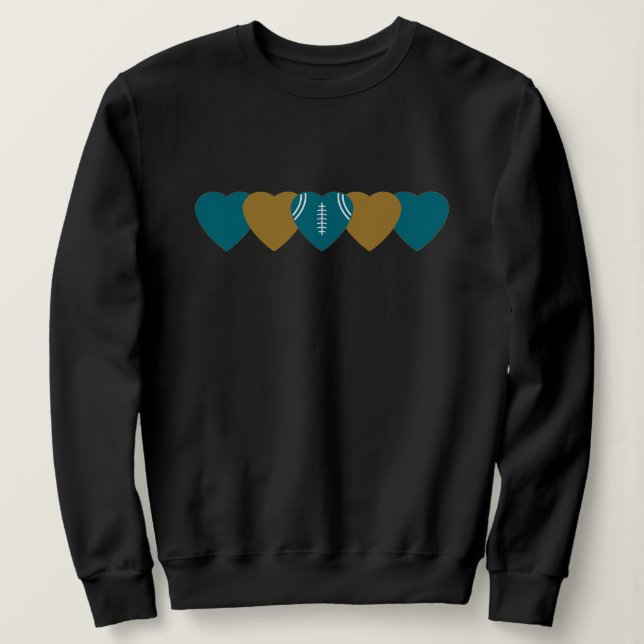 Jacksonville Jaguars Heart Football Dark Sweatshirt (Design Front)