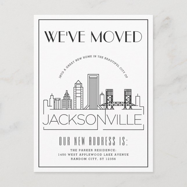 Jacksonville Modern Deco | Change of Address Announcement Postcard (Front)