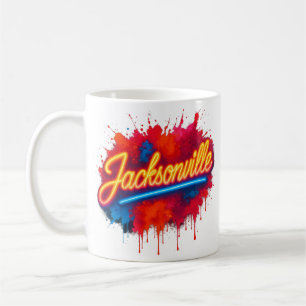 Jacksonville Retro Neon Street Art Design Coffee Mug