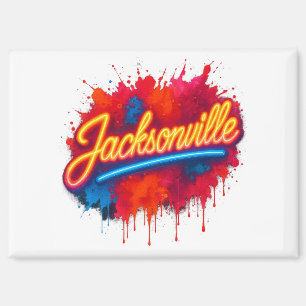 Jacksonville Retro Neon Street Art Design Magnet