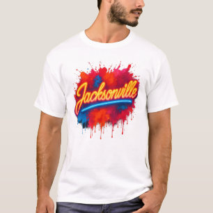 Jacksonville Retro Neon Street Art Design T-Shirt