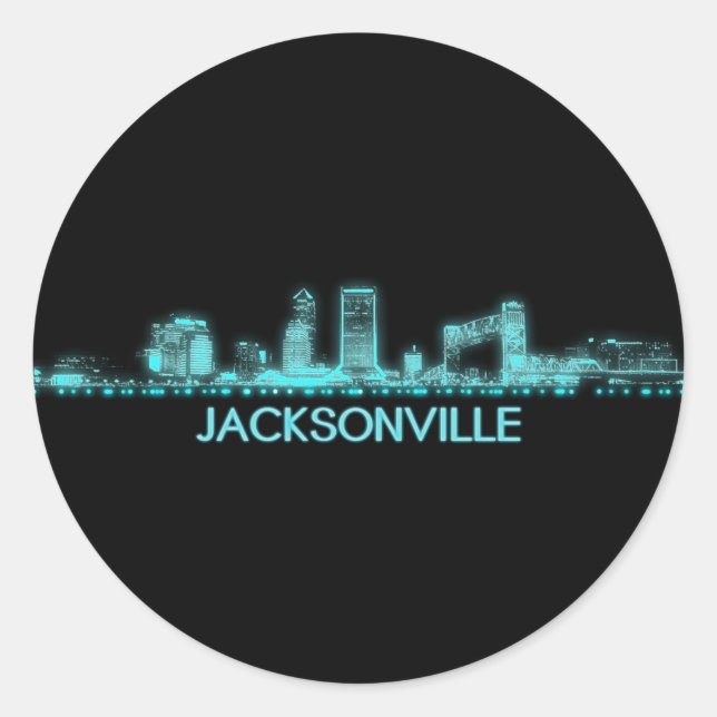 Jacksonville Skyline Classic Round Sticker (Front)