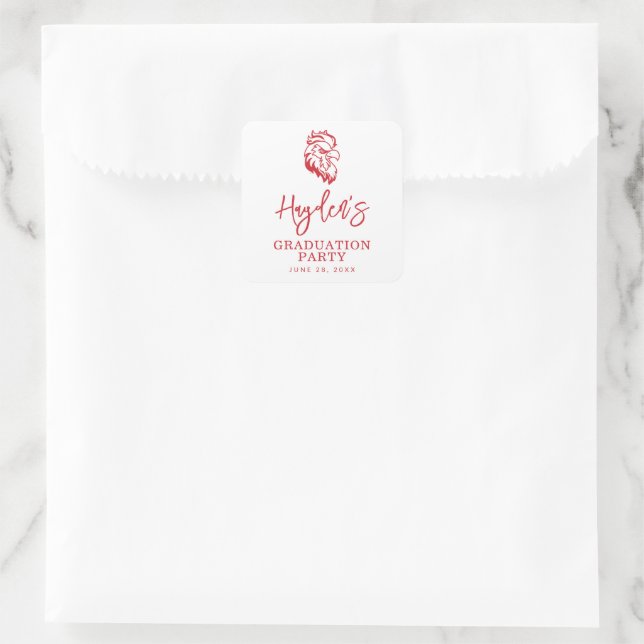 Jacksonville State University Gamecocks Red gameco Square Sticker (Bag)