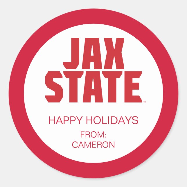 Jacksonville State University Holiday Classic Round Sticker (Front)