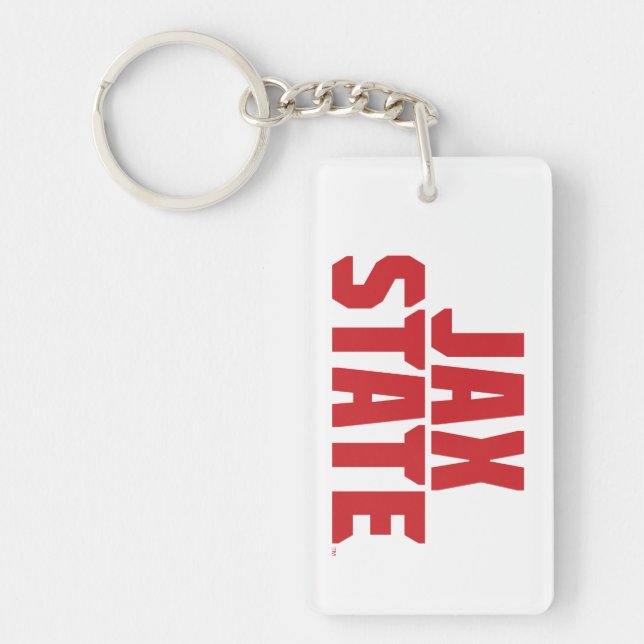 Jacksonville State University JAX STATE Bold Red Key Ring (Front)
